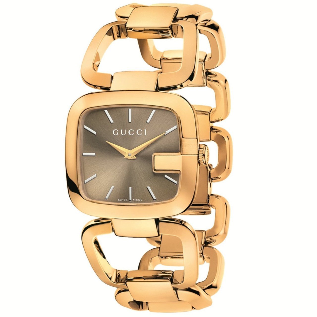 Gucci G Gucci 125 G Series Sunbrushed Brown Dial Rose Gold Steel Strap Watch For Women - YA125511