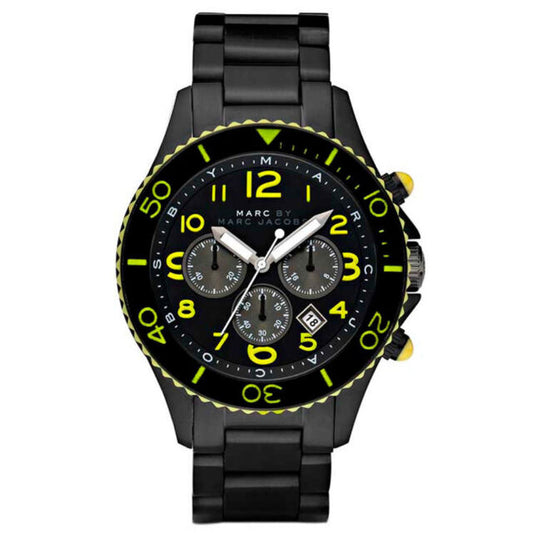 Marc Jacobs Rock Chronograph Black Dial Black Stainless Steel Strap Watch for Men - MBM5026