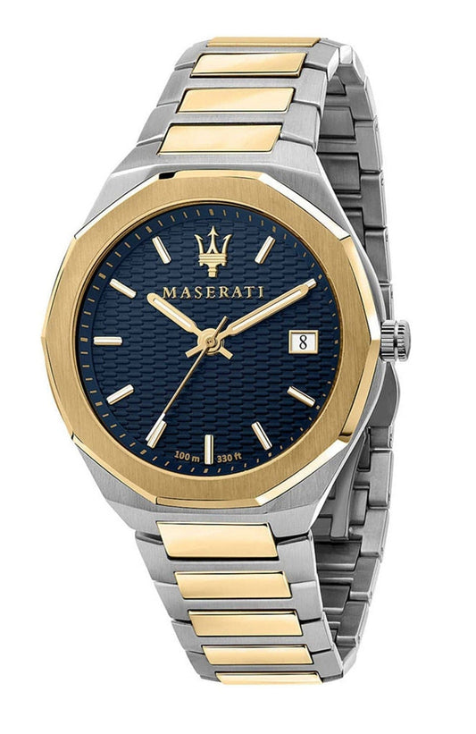Maserati Stile Black Dial Two Tone Stainless Steel Watch For Men - R8853142008