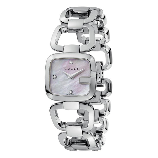 Gucci G Gucci Diamond Mother of Pearl Dial Silver Steel Strap Watch For Women - YA125502
