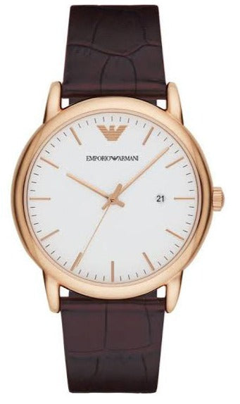 Emporio Armani Luigi White Dial Brown Leather Strap Watch For Men - AR2502