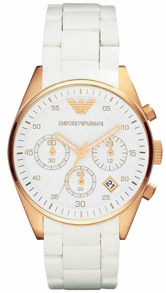 Emporio Armani Sportivo White Dial White Silicone Strap Watch For Women - AR5920