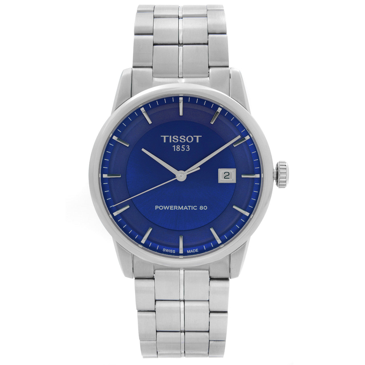 Tissot Luxury Powermatic 80 Blue Dial Silver Steel Strap Watch For Men - T086.407.11.041.00