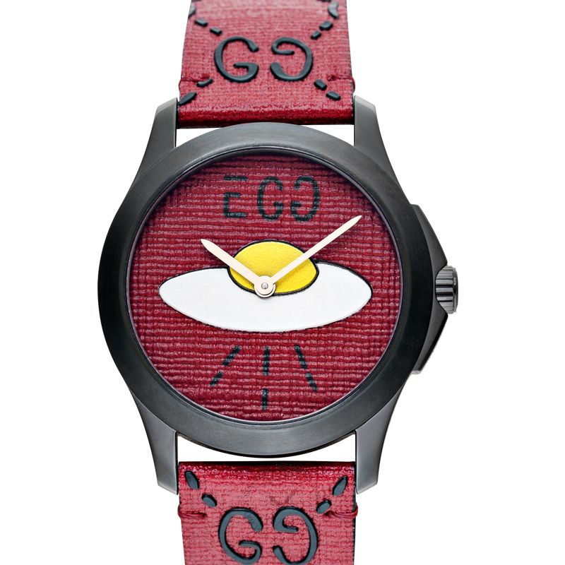 Gucci G Timeless Ghost UFO Red Dial Red Leather Strap Watch For Men - YA1264023
