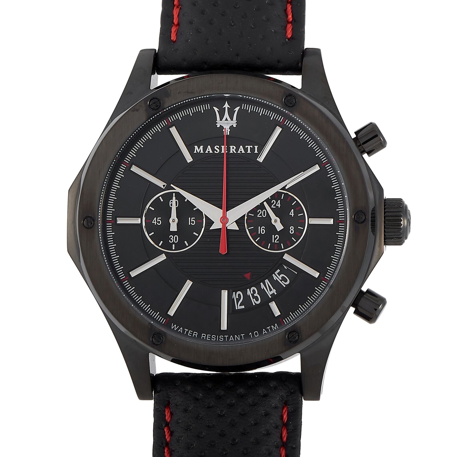 Maserati Circuito Black Dial Leather Strap Watch For Men - R8871627004
