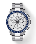 Tissot V8 Quartz T Sport Chronograph White Dial Silver Steel Strap Watch For Men - T106.417.11.031.00