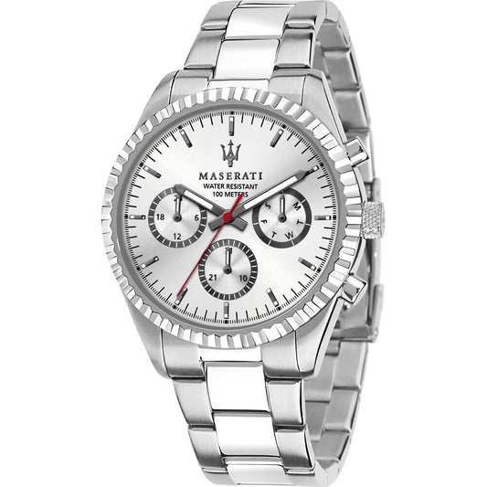 Maserati Competizione Silver Dial Stainless Steel Watch For Men - R8853100018