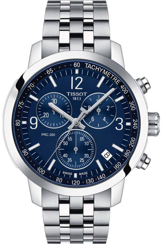 Tissot PRC 200 Chronograph Quartz Blue Dial Stainless Steel Watch For Men - T114.417.11.047.00