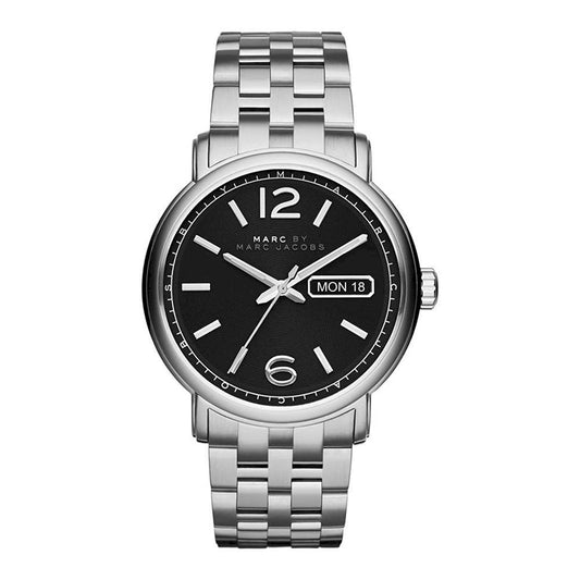 Marc Jacobs Fergus Black Dial Silver Stainless Steel Strap Watch for Men - MBM5075