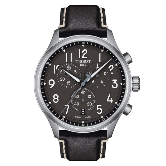 Tissot Chrono XL Vintage Quartz Black Dial Black Leather Strap Watch For Men - T116.617.16.062.00