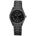 Emporio Armani Ceramica Quartz Black Dial Black Steel Strap Watch For Women - AR1402