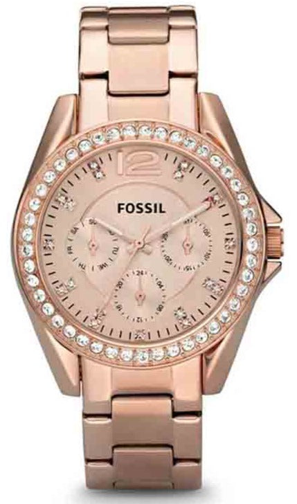 Fossil Riley Multifunction Rose Gold Dial Rose Gold Steel Strap Watch for Women - ES2811