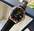 Longines Record Diamonds Black Dial Black Leather Strap Watch for Men - L2.821.5.57.2
