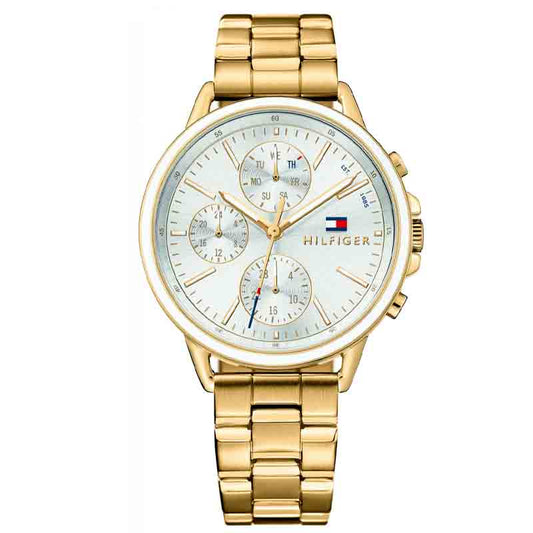 Tommy Hilfiger Carly White Dial Gold Stainless Steel Strap Watch for Women - 1781786