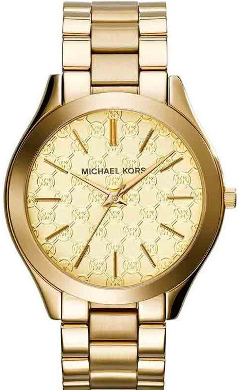 Michael Kors Slim Runway Gold Dial Gold Steel Strap Watch for Women - MK3335
