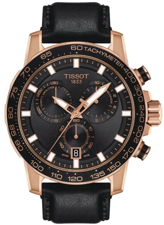 Tissot Supersport Chrono Black Dial Black Leather Strap Watch for Men - T125.617.36.051.00