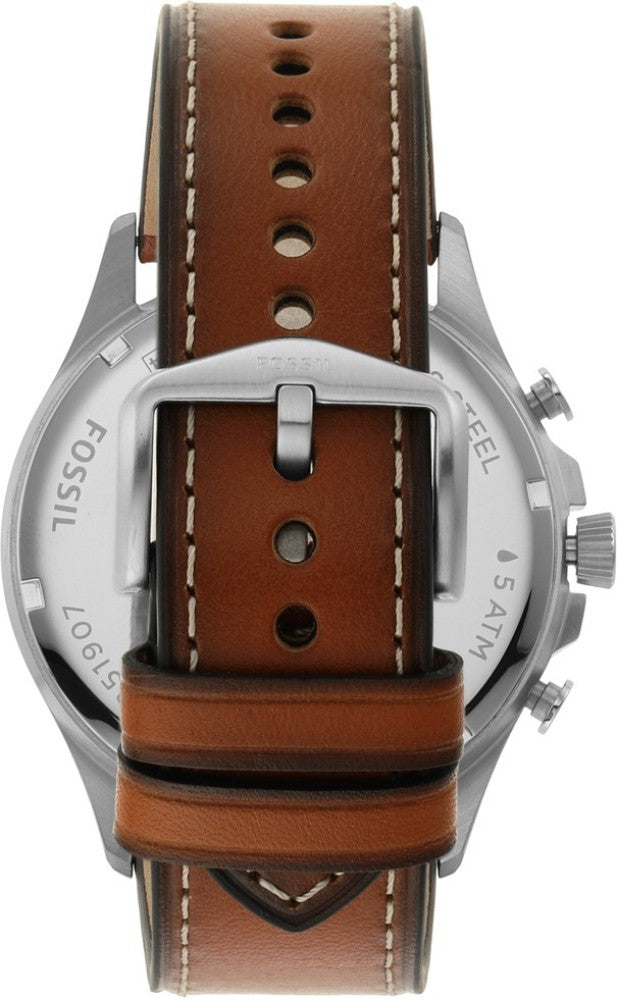 Fossil Forrester Chronograph Blue Dial Brown Leather Strap Watch for Men -  S5607