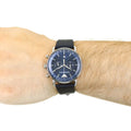 Emporio Armani Aviator Blue Dial Black Leather Strap Watch For Men - AR11105