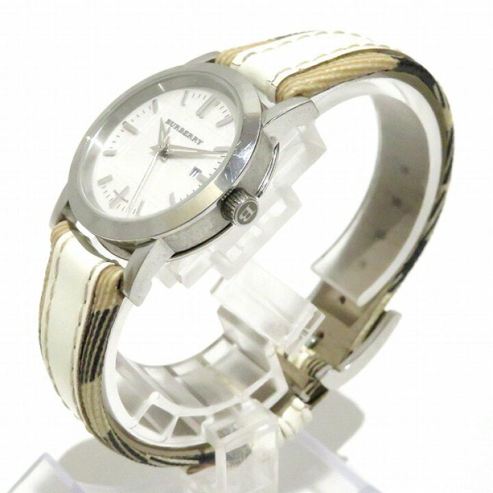 Burberry Heritage Nova White Dial White Leather Strap Watch for Women - BU1395