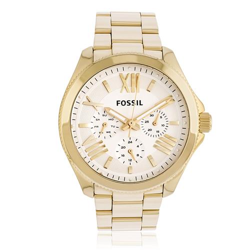 Fossil Cecile Multifunction Gold Dial Gold Steel Strap Watch for Women - AM4510