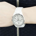 Emporio Armani Ceramica Chronograph White Dial White Ceramic Strap Watch For Women - AR1456