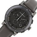 Burberry The City Chronograph Grey Dial Grey Leather Strap Watch for Men - BU9384