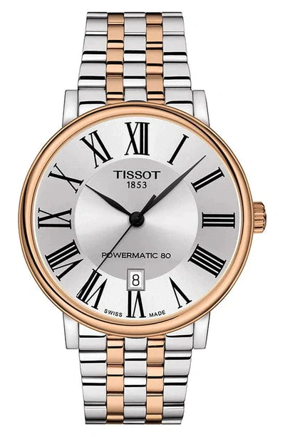 Tissot Carson Premium Powermatic 80 Grey Dial Two Tone Stainless Steel Strap Watch For Men - T122.407.22.033.00