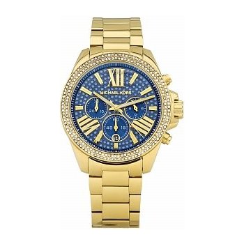 Michael Kors Wren Diamonds Blue Dial Gold Steel Strap Watch for Women - MK6291