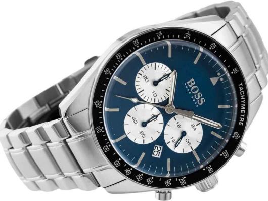 Hugo Boss Trophy Chronograph Blue Dial Silver Steel Strap Watch for Men - 1513630