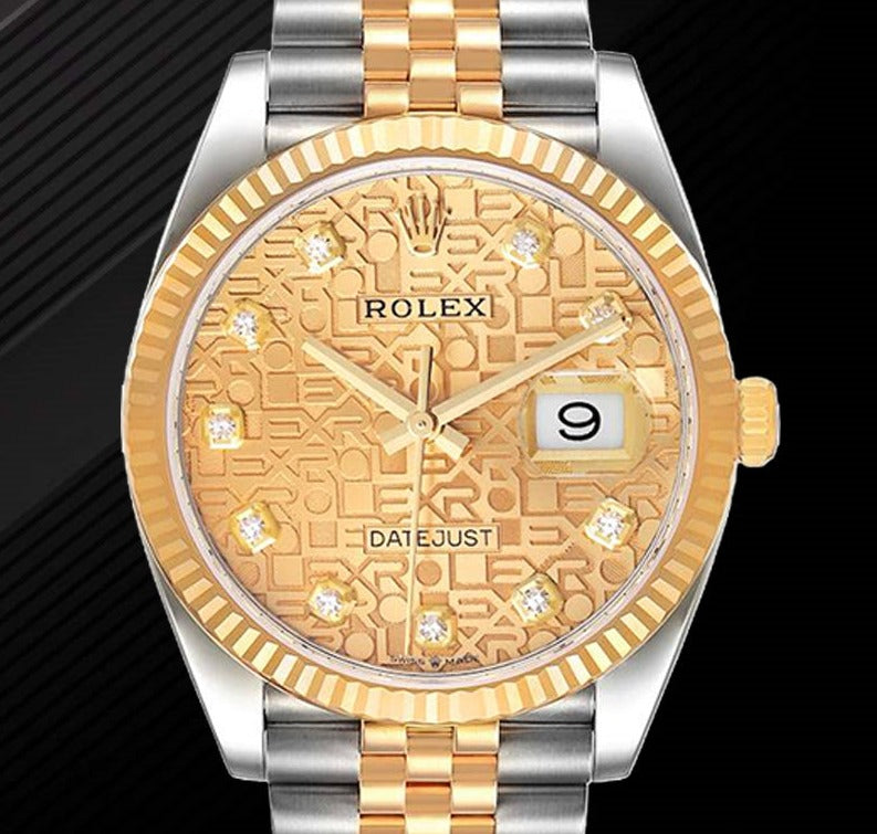 Rolex Datejust 36 Diamonds Champagne Dial Two Tone Steel Strap Watch for Men - M126233-0033