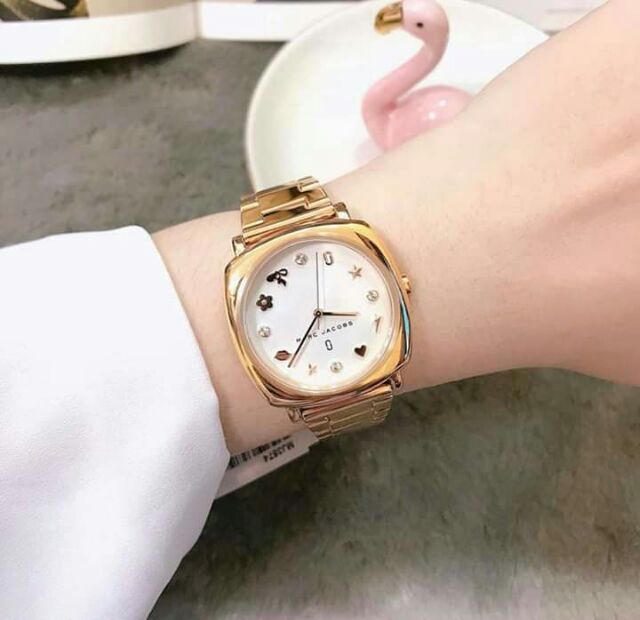 Marc Jacobs Mandy White Dial Rose Gold Stainless Steel Strap Watch for Women - MJ3574