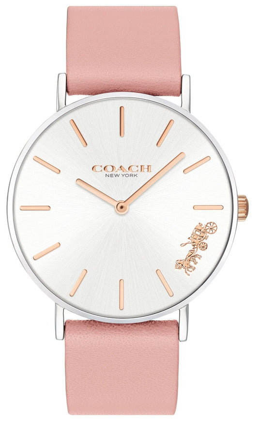 Coach Perry White Dial Pink Leather Strap Watch for Women - 14503118