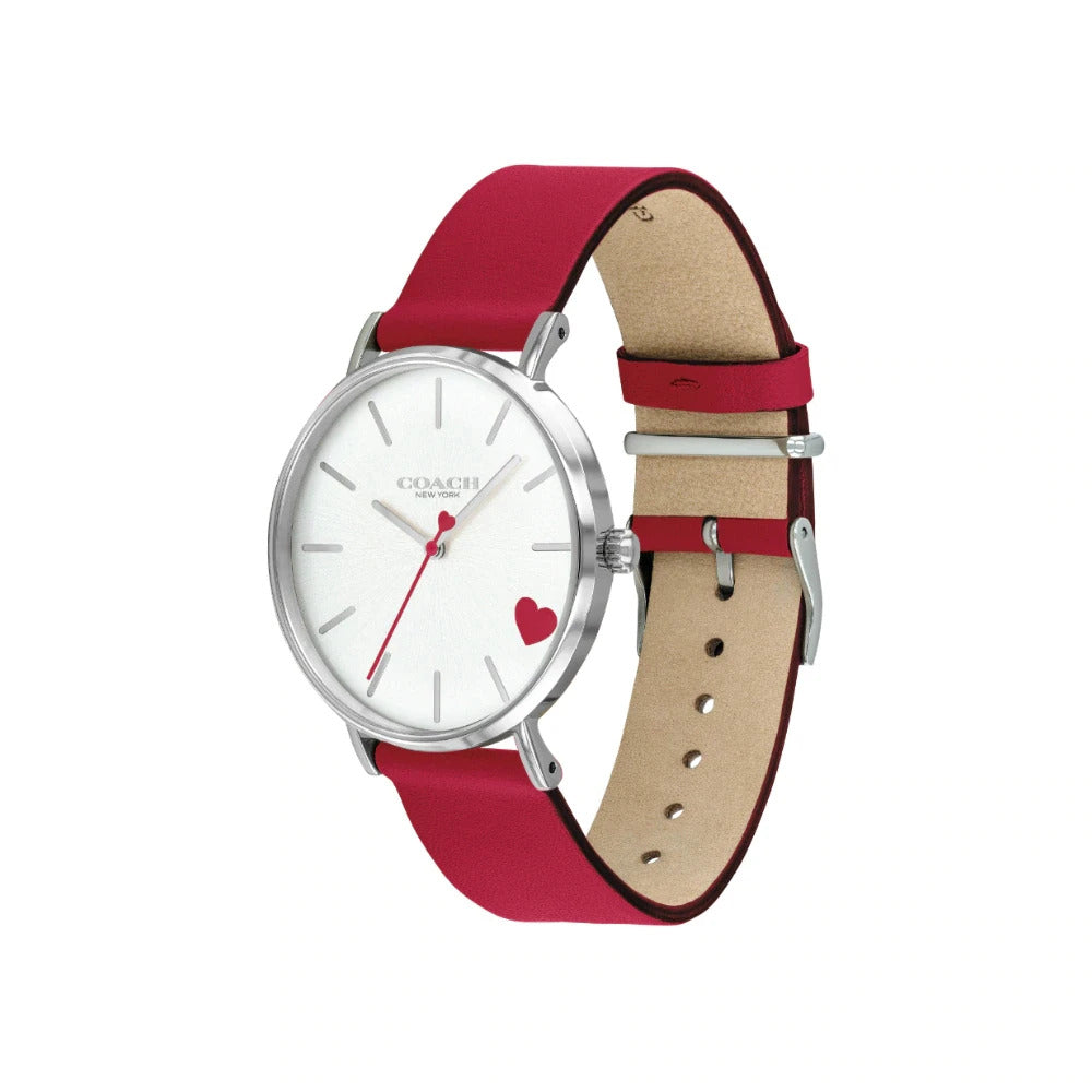 Coach Perry White Dial Red Leather Strap Watch for Women - 14503515