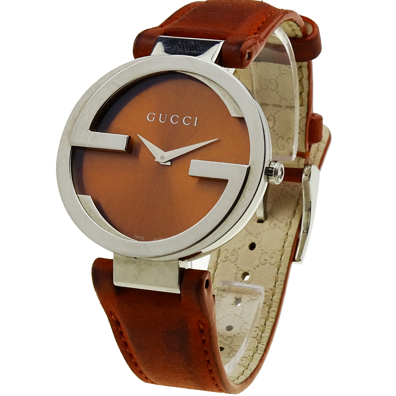 Gucci Interlocking G Brown Dial Brown Leather Watch For Men - YA133319