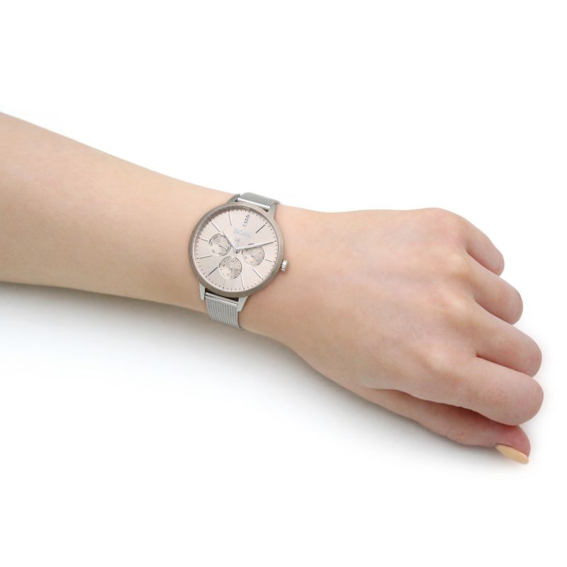 Hugo Boss Symphony Brown Dial Silver Mesh Bracelet Watch for Women - 1502423