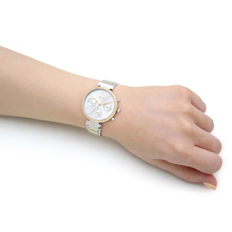 Hugo Boss Flawless Silver Dial Two Tone Steel Strap Watch for Women - 1502550