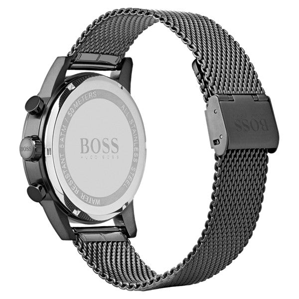 Hugo Boss Navigator Grey Dial Grey Mesh Bracelet Watch for Men - 1513674