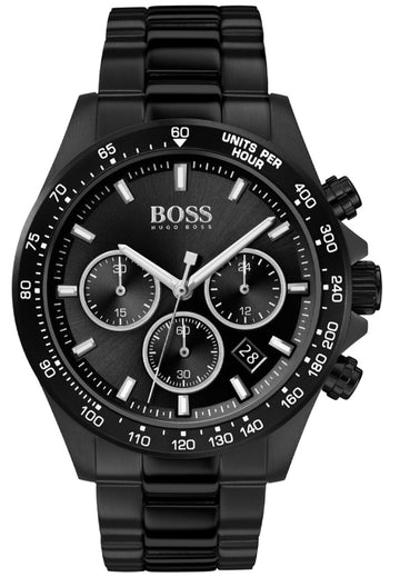 Hugo Boss Hero Black Dial Black Stainless Steel Strap Watch for Men - 1513754
