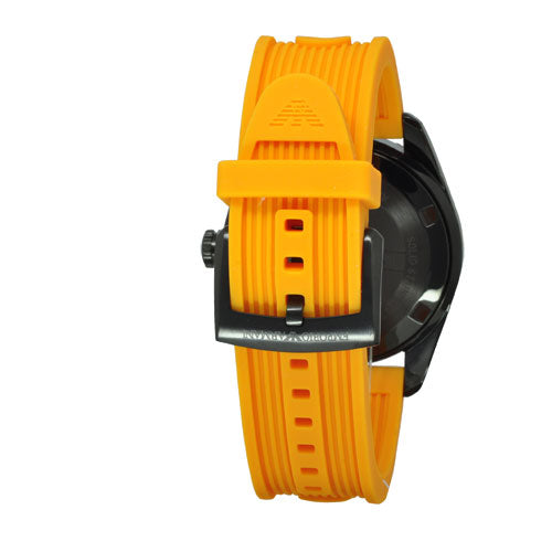 Emporio Armani Sportivo Quartz Black Dial Orange Rubber Strap Watch For Men - AR6046