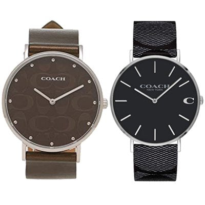 Coach Charles Black Dial Black Leather Strap Watch for Men - 14602157