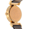 Versace V Metal Icon Gold Dial Brown Strap Watch for Women - VLC130016