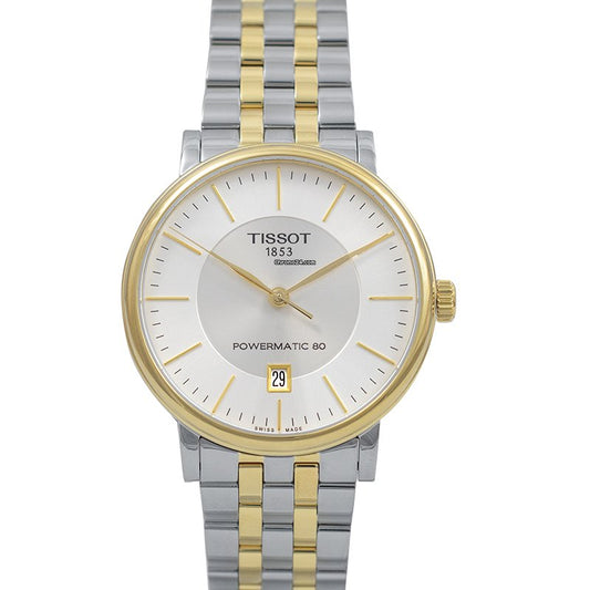 Tissot Carson Premium Powermatic 80 White Dial Two Tone Stainless Steel Strap Watch For Men - T122.407.22.031.00