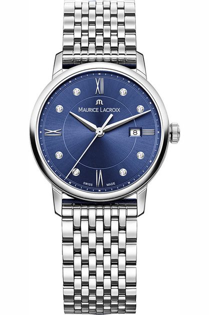 Maurice Lacroix Eliros Sunbrushed Blue Dial Silver Steel Strap Watch for Women - EL1094-SS002-130-1
