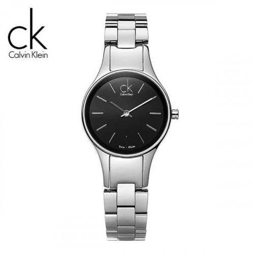 Calvin Klein Simplicity Black Dial Silver Steel Strap Watch for Women - K4323130