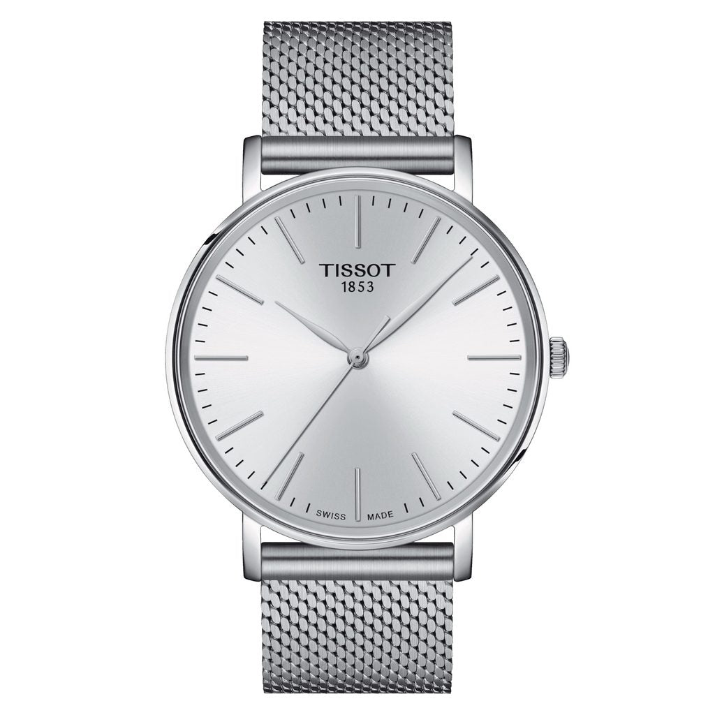 Tissot Everytime Gent Quartz Silver Dial Silver Mesh Bracelet Watch for Men - T143.410.11.011.00