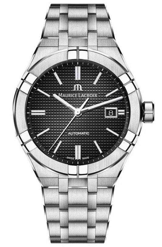 Maurice Lacroix Aikon Automatic Black Dial Silver Steel Strap Watch for Men - AI1807-SS002-330-1