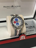 Maurice Lacroix Aikon Chronograph Special Edition Mahindra Racing Silver Dial Grey Rubber Strap Watch for Men - AI1018-TT031-130-2