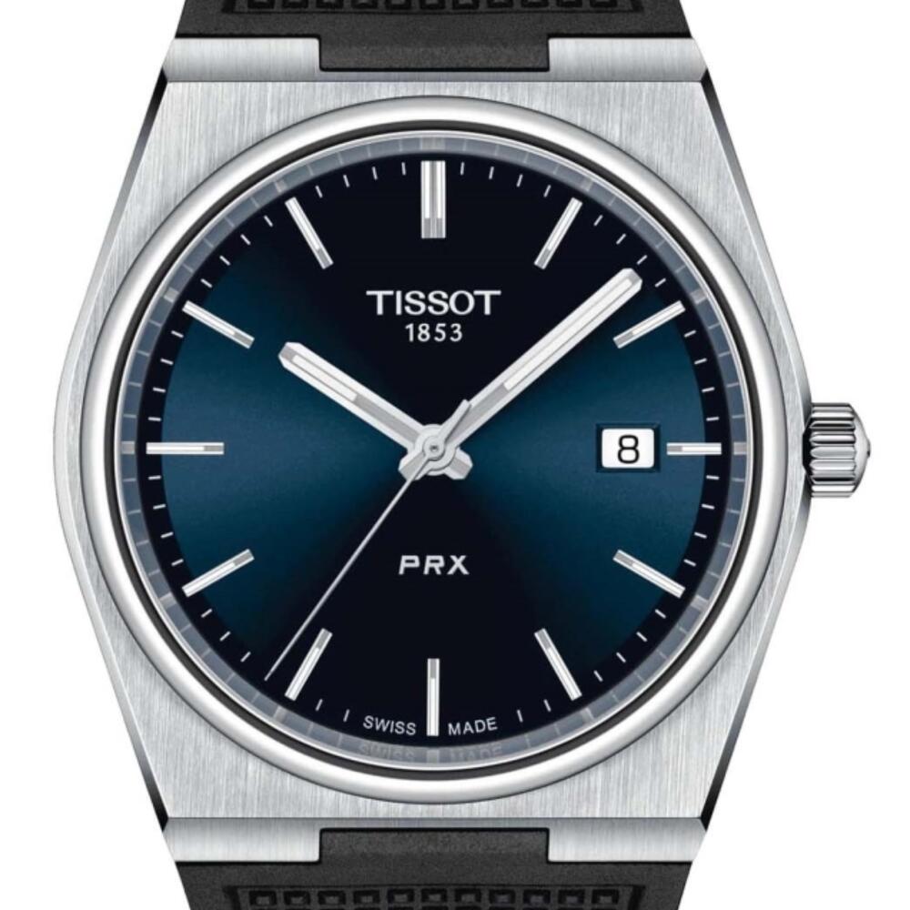 Tissot PRX Quartz Blue Dial Black Rubber Strap Watch For Men - T137.410.17.041.00