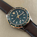 Versace Hellenyium Green Dial Brown Leather Strap Watch for Men - V11090017