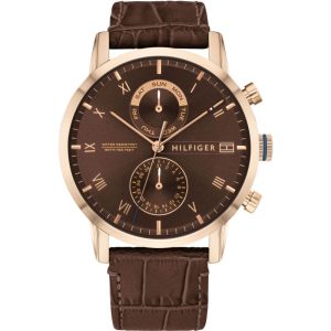 Tommy Hilfiger Kane Brown Dial Brown Leather Strap Watch for Men - 1710400